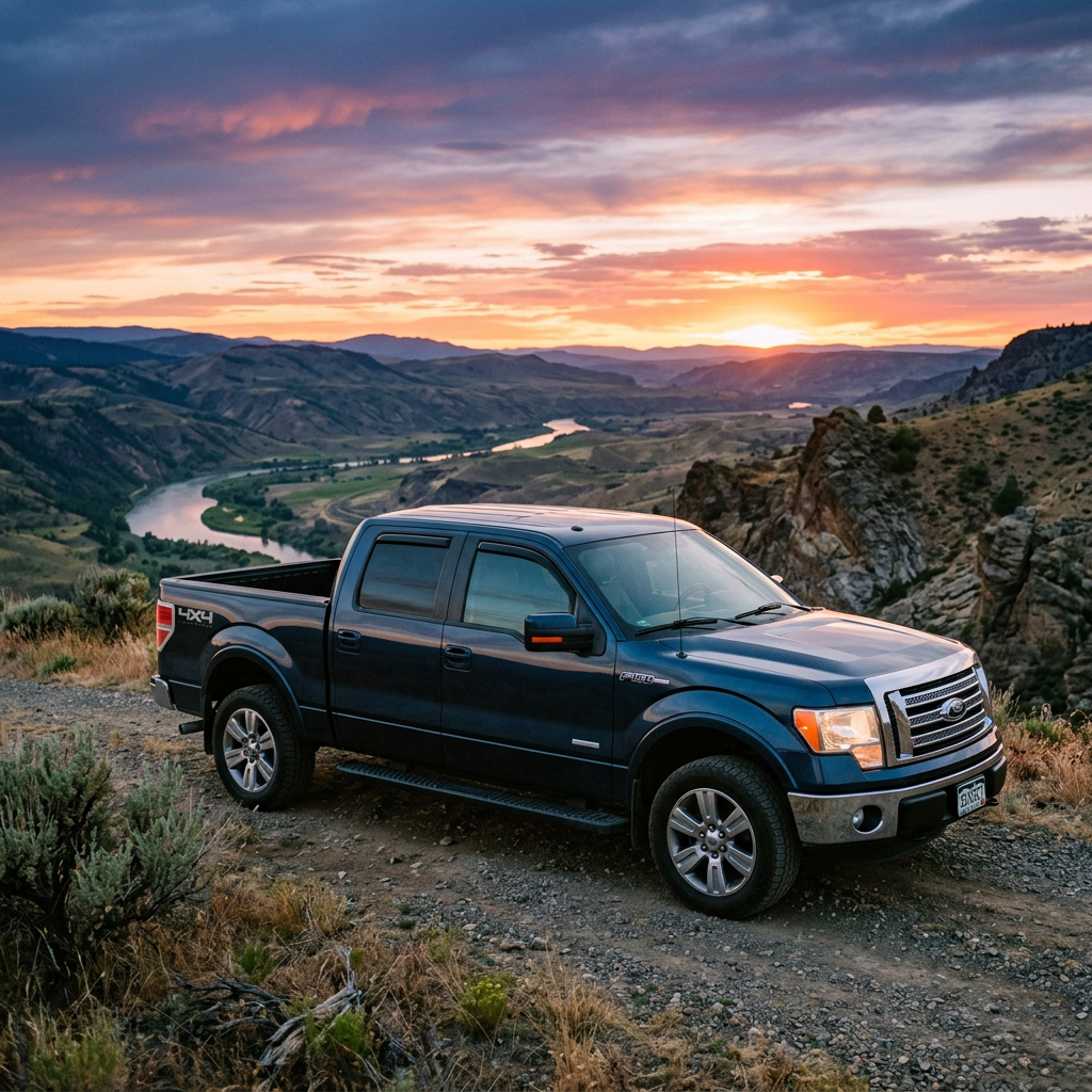 2009-2014 F-150 with black running boards sunset